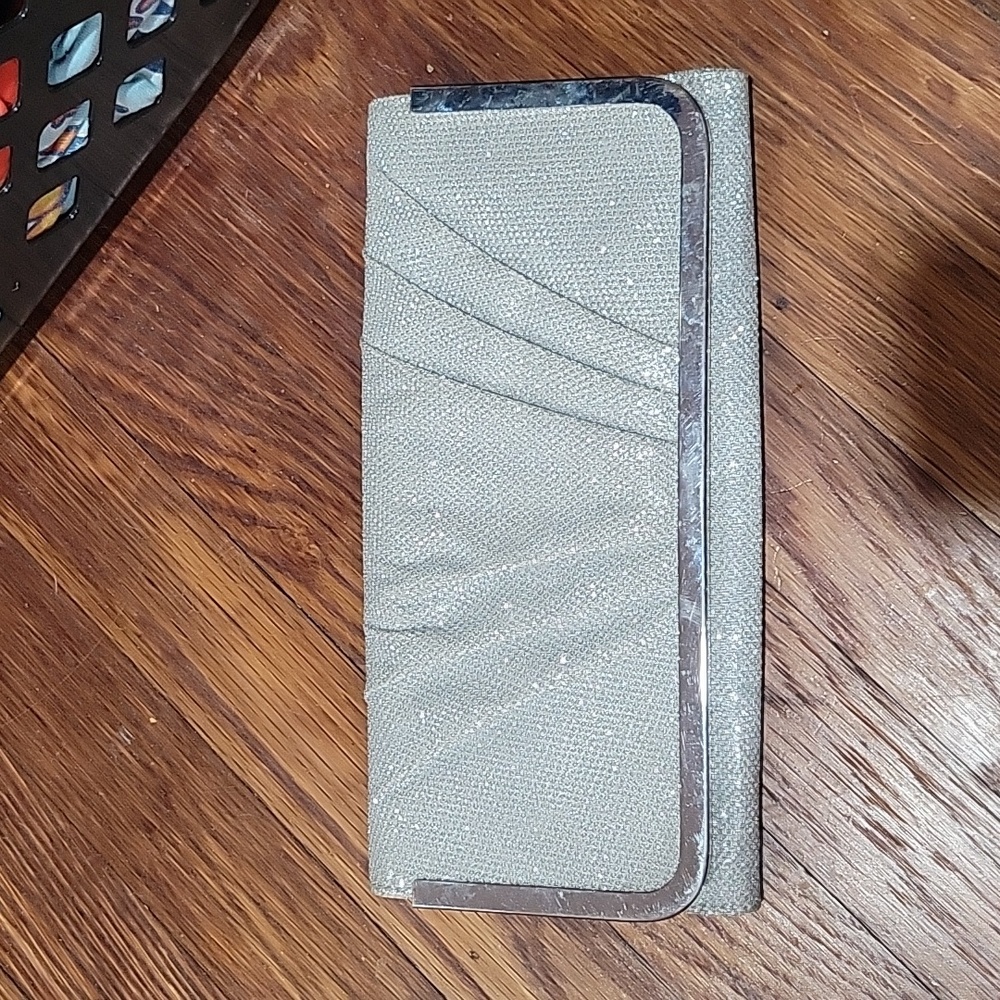 Cute silver glitter clutch